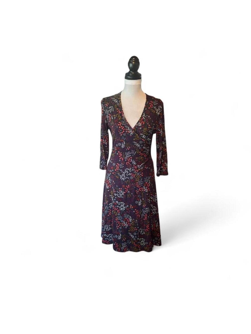 Garnet Hill wrap style dress with floral print size S